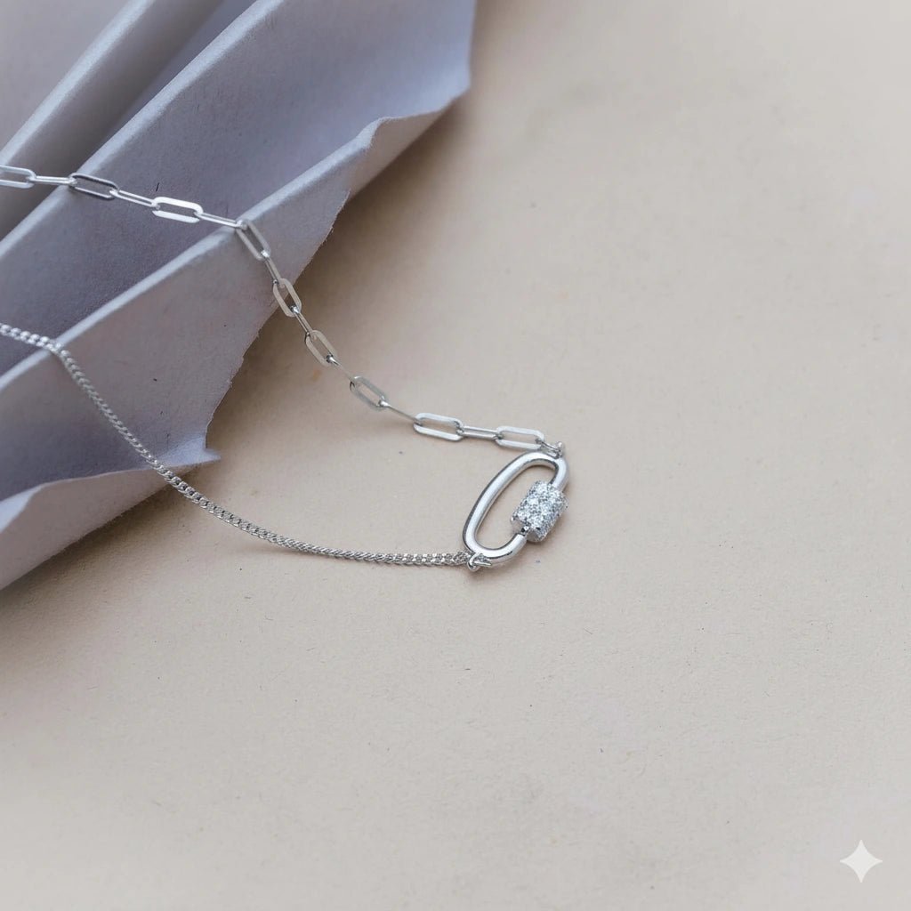 925 Silver Link Lock Chain Pendant - 925 sterling silver pendant by Tassya Silver