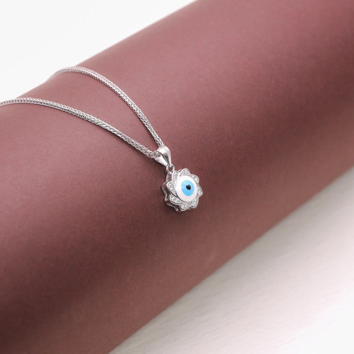 925 Silver Lotus Eye Chain Pendant - 925 sterling silver pendant by Tassya Silver