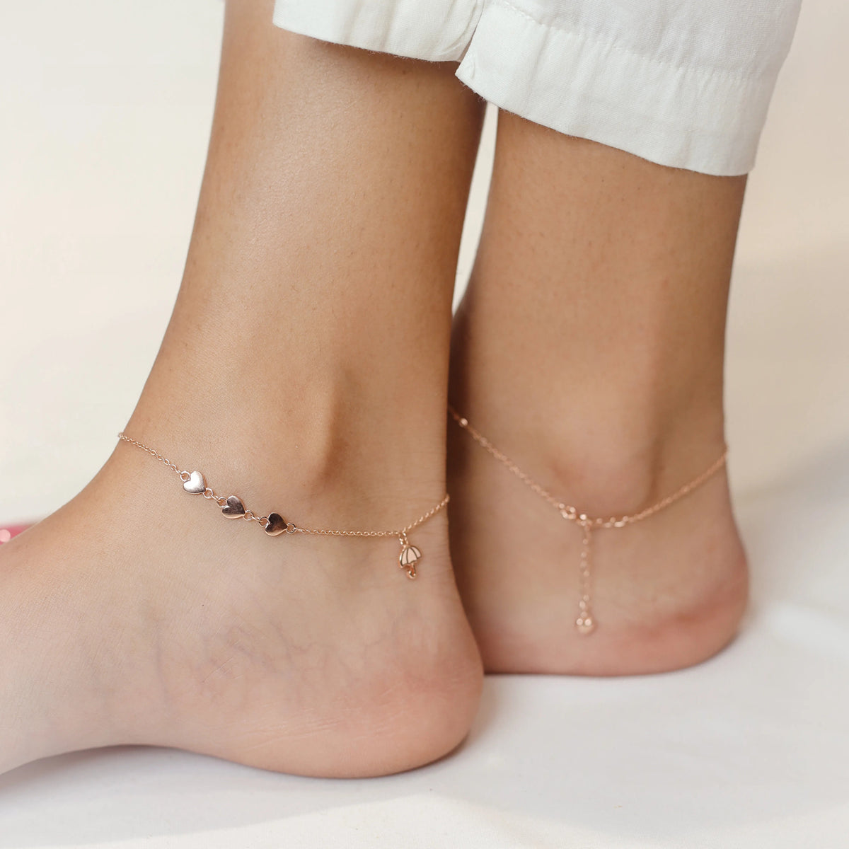925 Silver Love and Luck Anklet - 925 sterling silver anklet by Tassya Silver