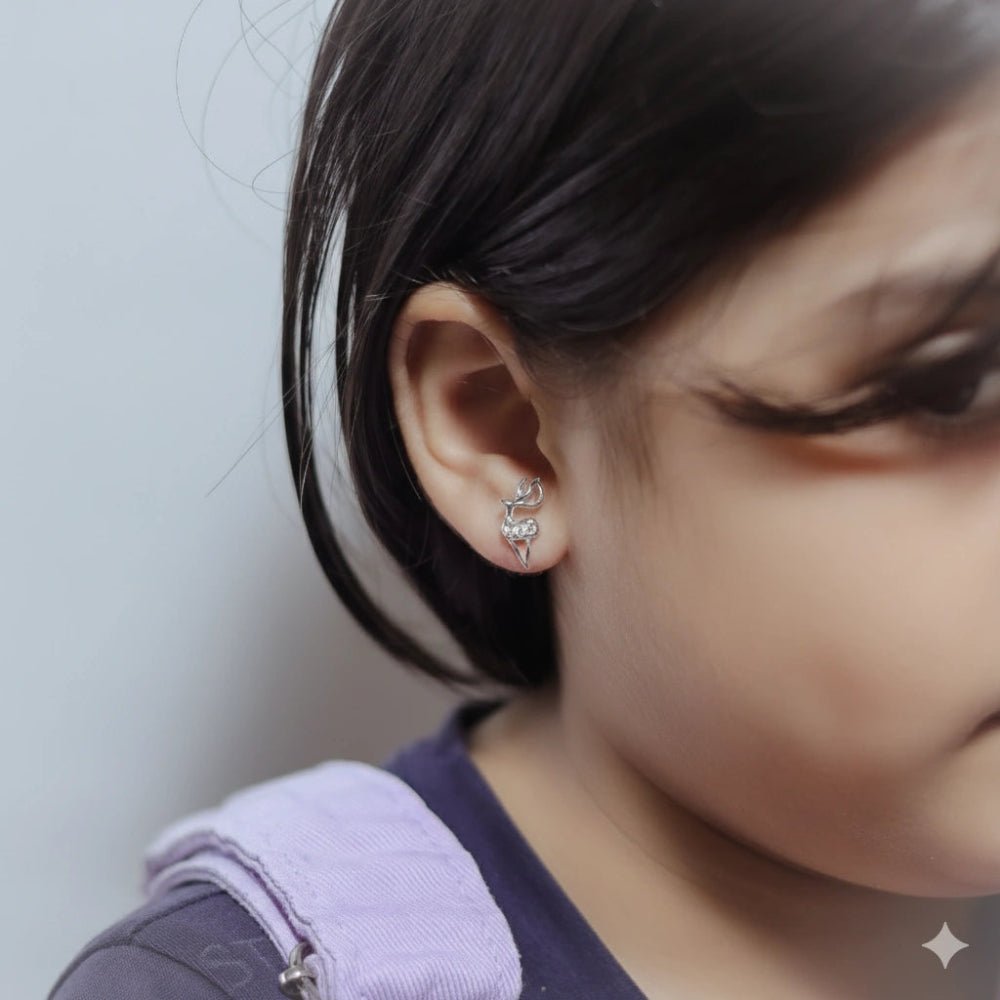 925 Silver Deer Baby Studs - 925 sterling silver earrings by Tassya Silver
