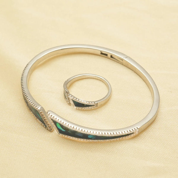 925 Silver Midnight Glow Kada Ring Set