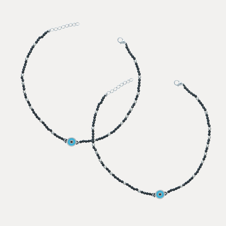 925 Silver Nazar Suraksha Anklet - 925 sterling silver anklet by Tassya Silver