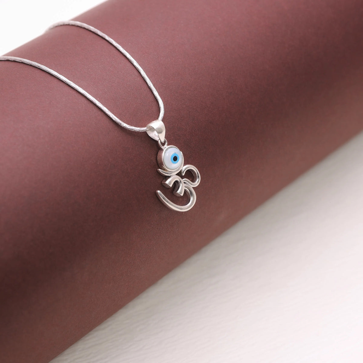 925 Silver Om Eye Chain Pendant - 925 sterling silver pendant by Tassya Silver