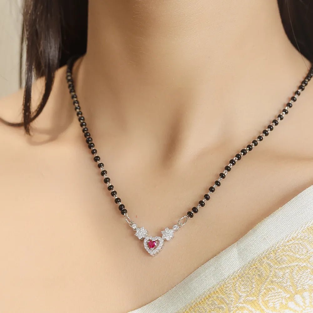925 Silver Pink Heart Mangalsutra - 925 sterling silver mangalsutra by Tassya Silver