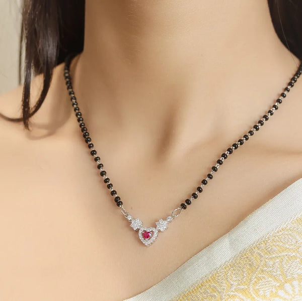 925 Silver Pink Heart Mangalsutra