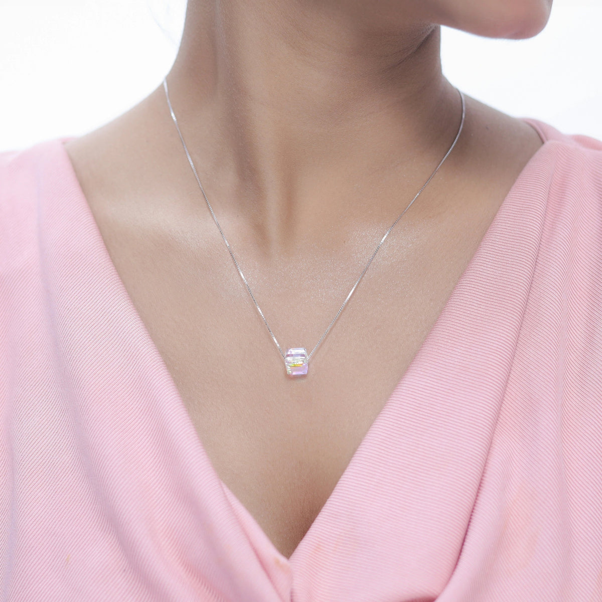 925 Silver Prism Glow Chain Pendant - 925 sterling silver pendant by Tassya Silver