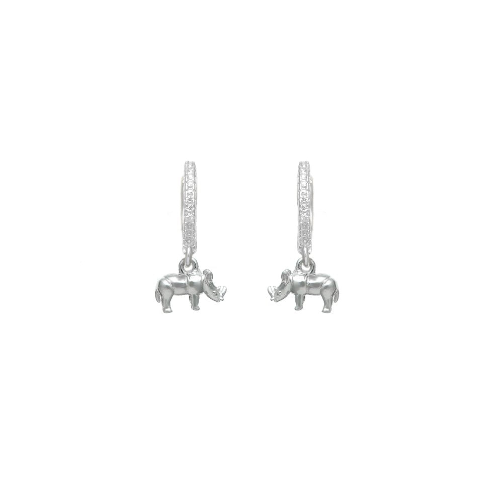925 Silver Rhino Baby Hoops - 925 sterling silver earrings by Tassya Silver