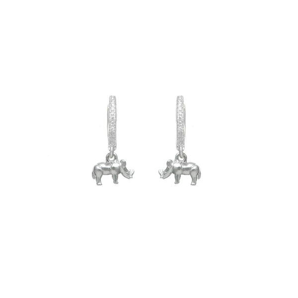 925 Silver Rhino Baby Hoops