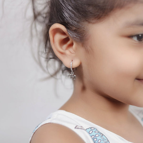925 Silver Rhino Baby Hoops