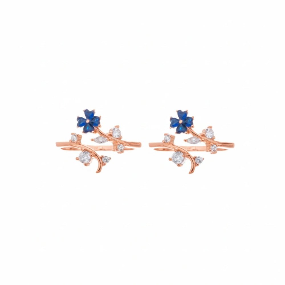 925 Silver Rose Gold Bloom Toe Rings (Pair) - 925 sterling silver ring by Tassya Silver