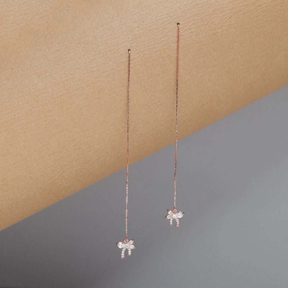 925 Silver Rosy Flutter Threader Earrings - 925 sterling silver earrings by Tassya Silver