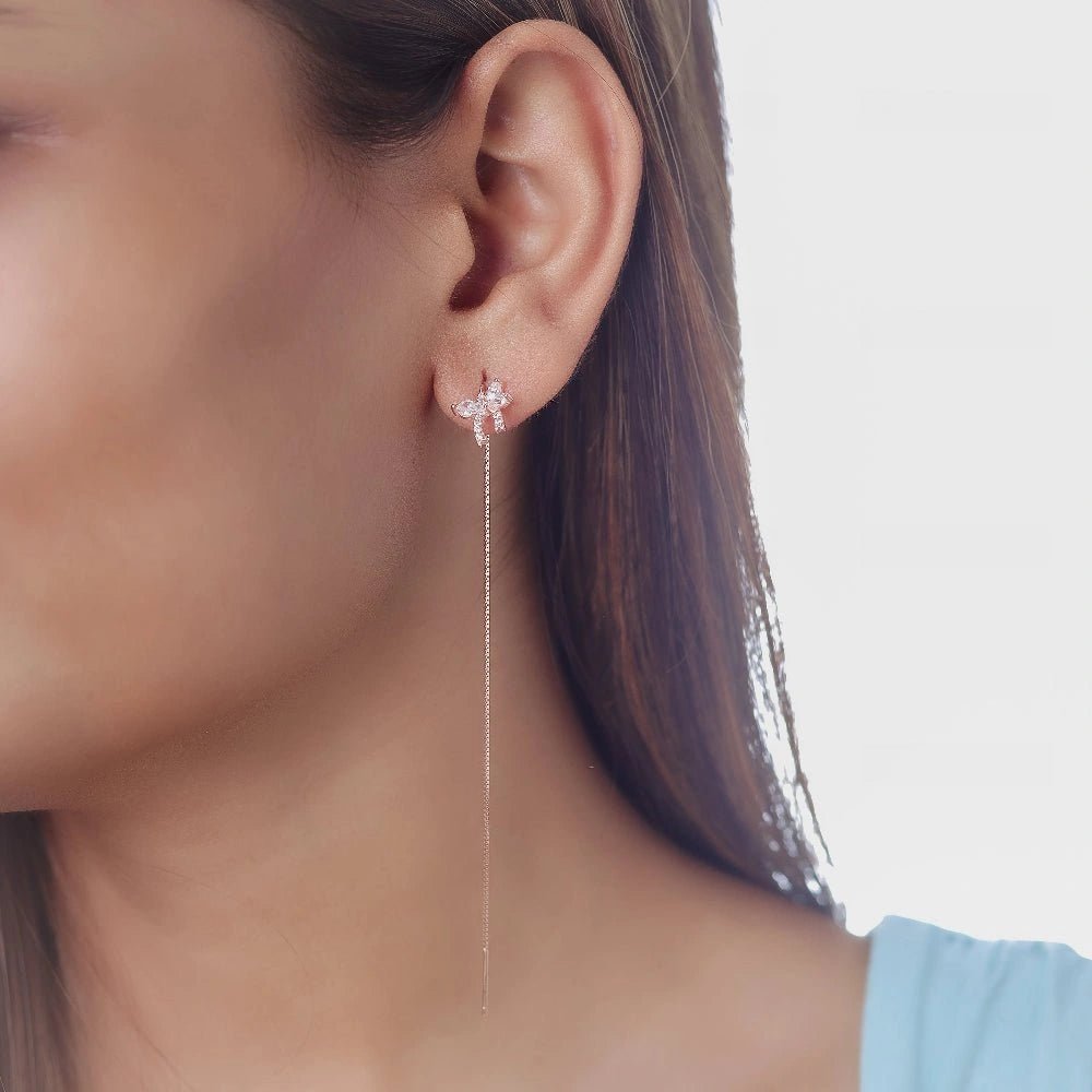 925 Silver Rosy Flutter Threader Earrings - 925 sterling silver earrings by Tassya Silver