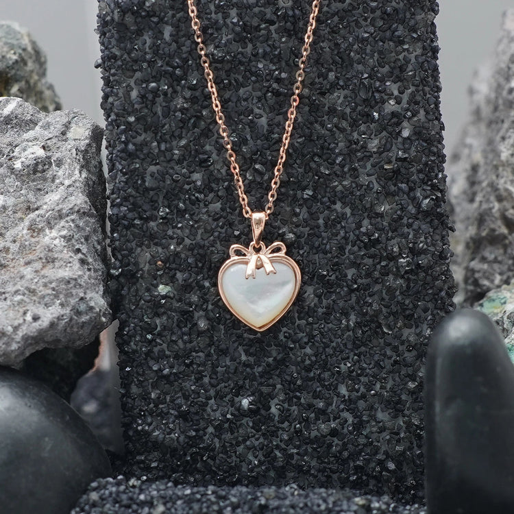 925 Silver Rosy Heart Chain Pendant - 925 sterling silver pendant by Tassya Silver