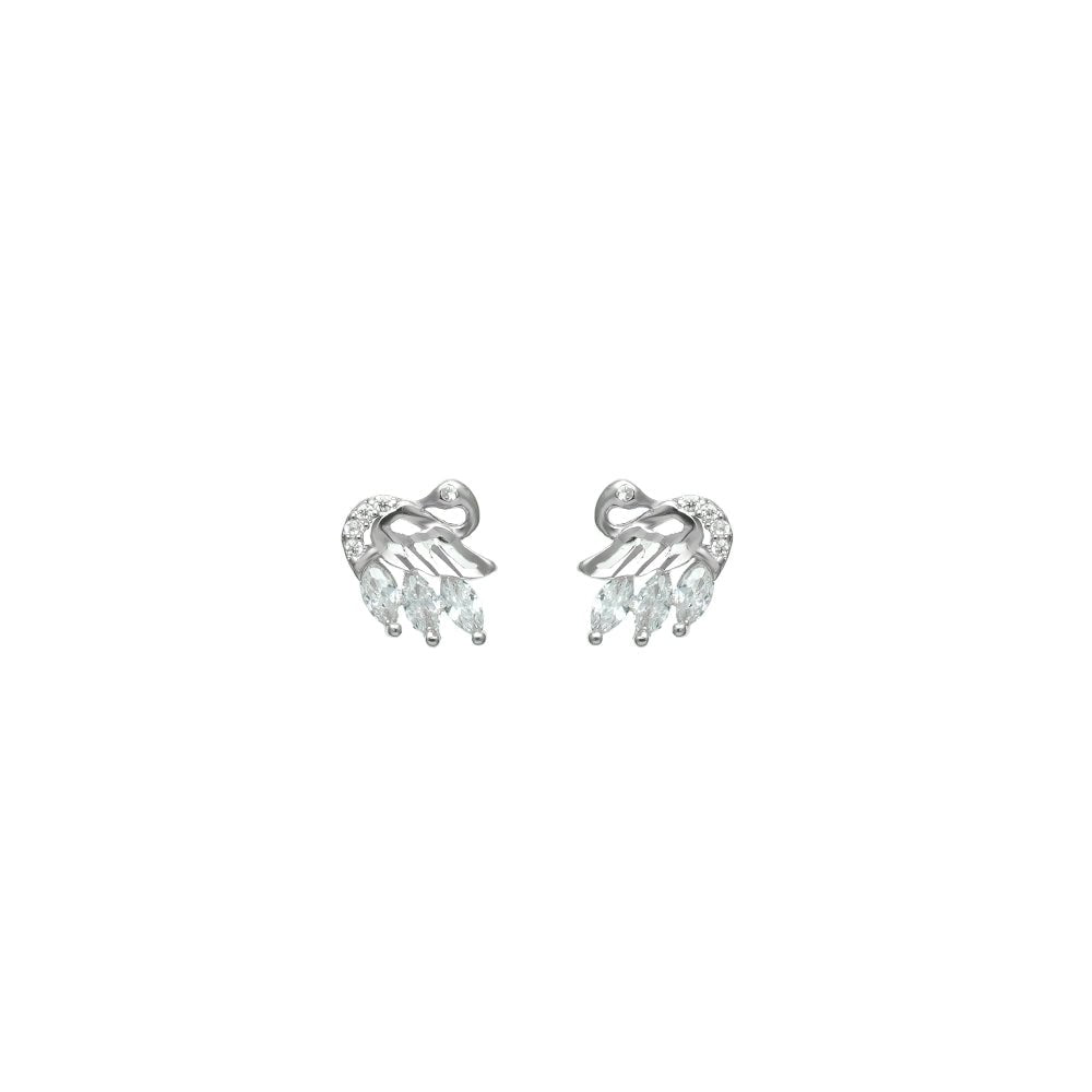 925 Silver Serene Swan Feather Baby Studs - 925 sterling silver earrings by Tassya Silver