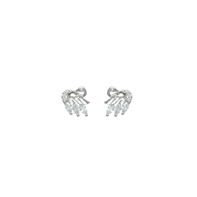 925 Silver Serene Swan Feather Baby Studs - 925 sterling silver earrings by Tassya Silver