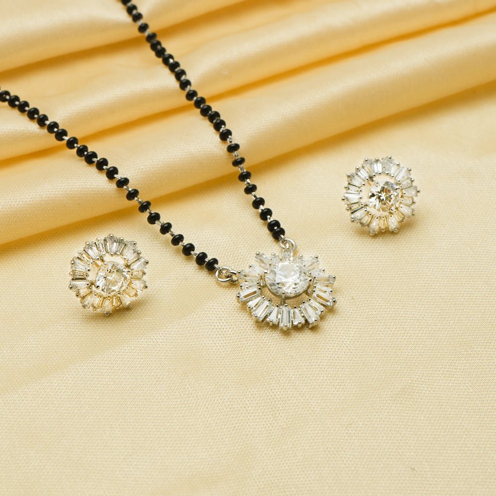925 Silver Sunburst Glow Mangalsutra Set - 925 sterling silver mangalsutra by Tassya Silver