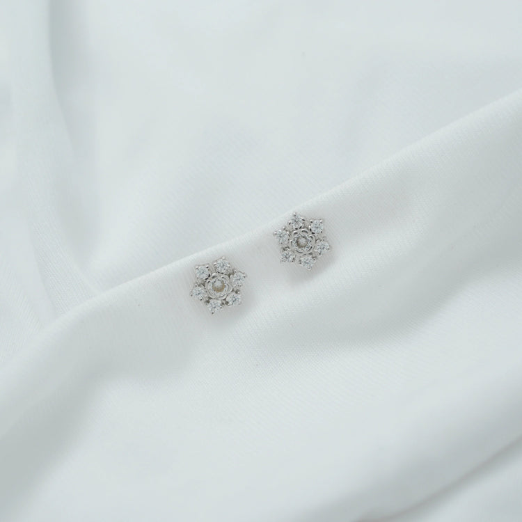925 Silver Winter Diamond Snowflake Earrings - 925 sterling silver earrings by Tassya Silver