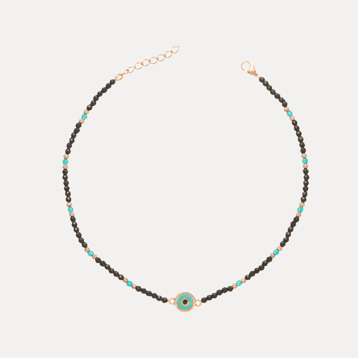 925 Silver Turquoise Evil Eye Anklet - 925 sterling silver anklet by Tassya Silver