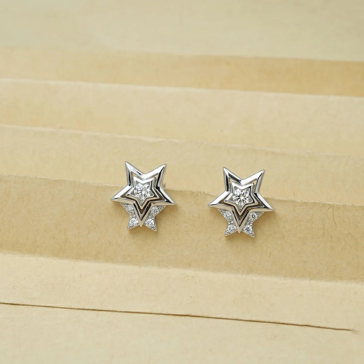 925 Silver 3D Star Studs - 925 sterling silver earrings by Tassya Silver