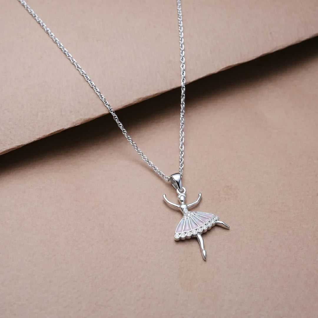 925 Silver Aurora Ballet Pendant - 925 sterling silver pendant by Tassya Silver