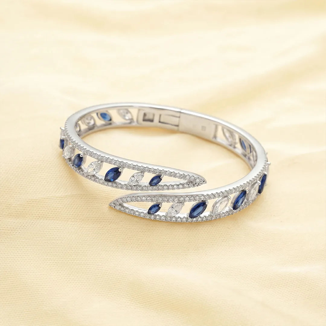 925 Silver Blue Spark Wrap Kada - 925 sterling silver bracelet by Tassya Silver