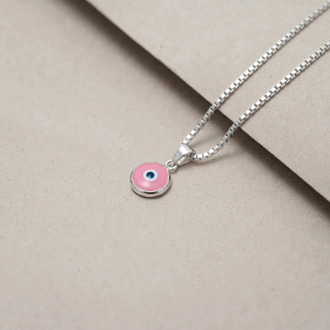 925 Silver Blush Nazar Charm Chain Pendant - 925 sterling silver pendant by Tassya Silver
