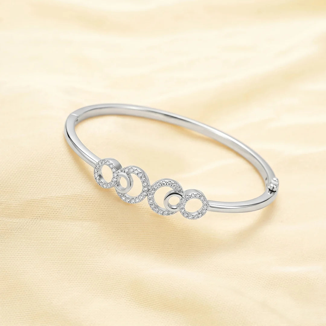 925 Silver Celestial Circles Kada - 925 sterling silver bracelet by Tassya Silver