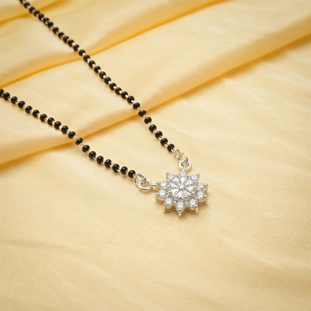 925 Silver Diamond Bloom Mangalsutra - 925 sterling silver mangalsutra by Tassya Silver
