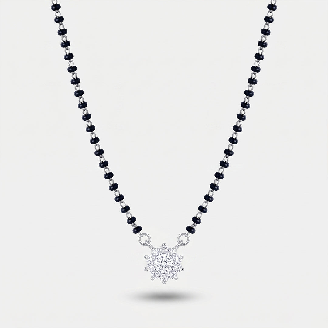925 Silver Diamond Bloom Mangalsutra - 925 sterling silver mangalsutra by Tassya Silver