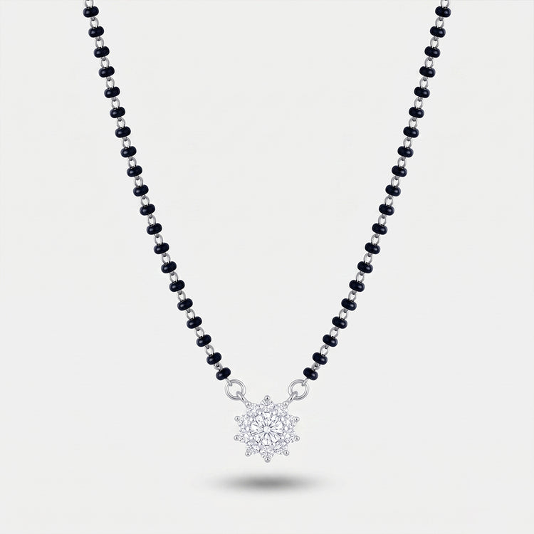925 Silver Diamond Bloom Mangalsutra - 925 sterling silver mangalsutra by Tassya Silver