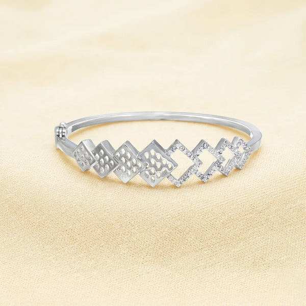 925 Silver Diamond Geometric Lattice Kada