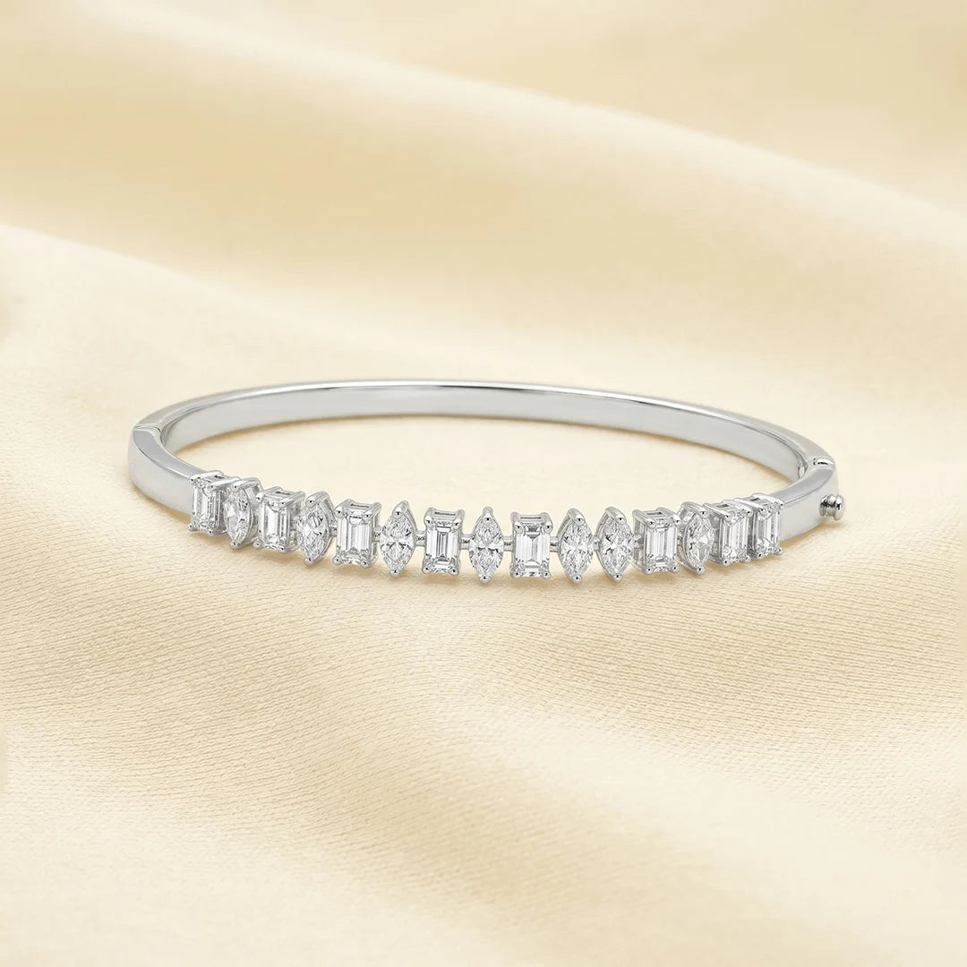 925 Silver Diamond Sparkline Kada - 925 sterling silver bracelet by Tassya Silver