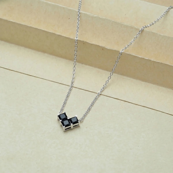 925 Silver Dual Stone Chain Pendant