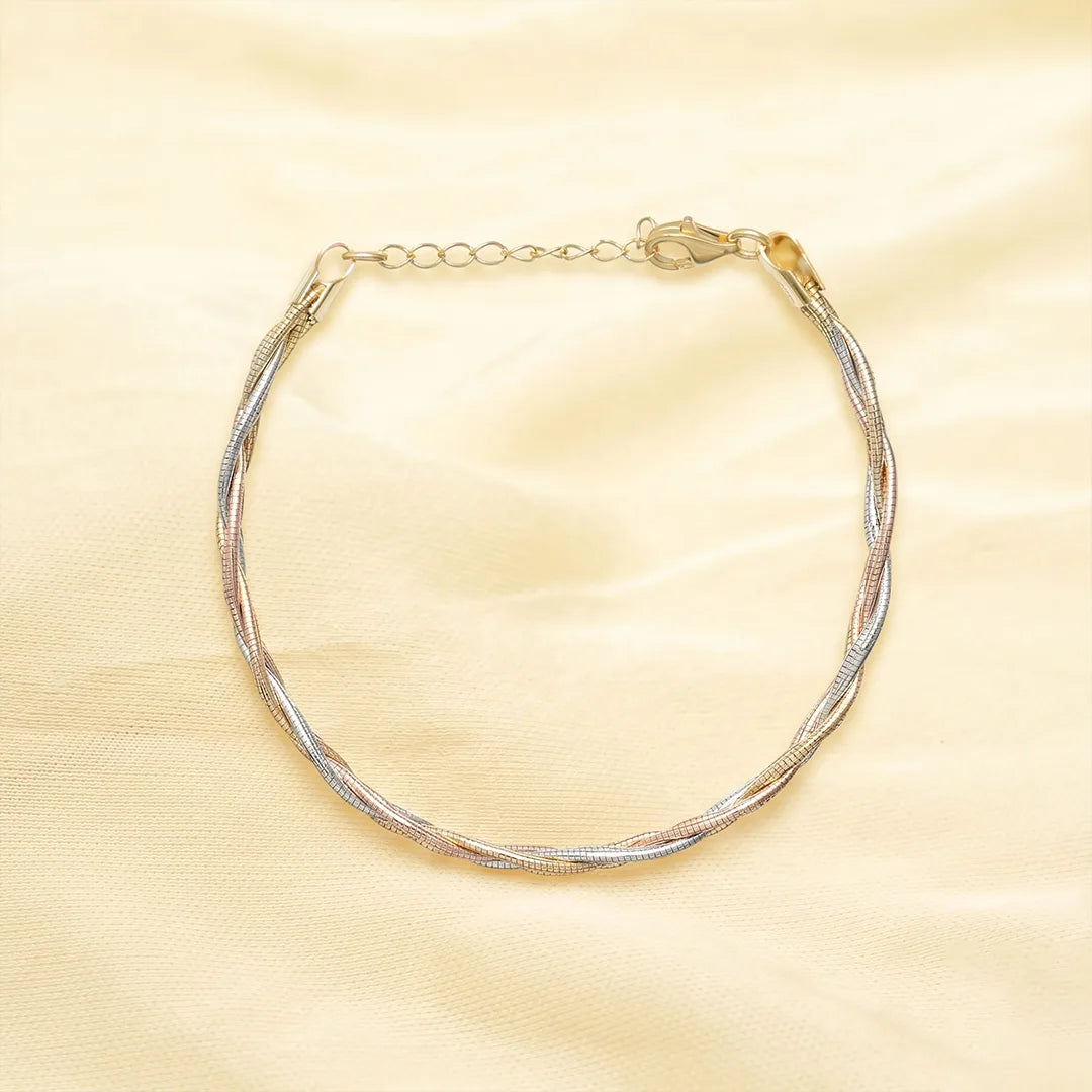 925 Silver Dual Tone Twist Kada - 925 sterling silver bracelet by Tassya Silver