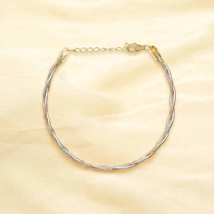 925 Silver Dual Tone Twist Kada - 925 sterling silver bracelet by Tassya Silver