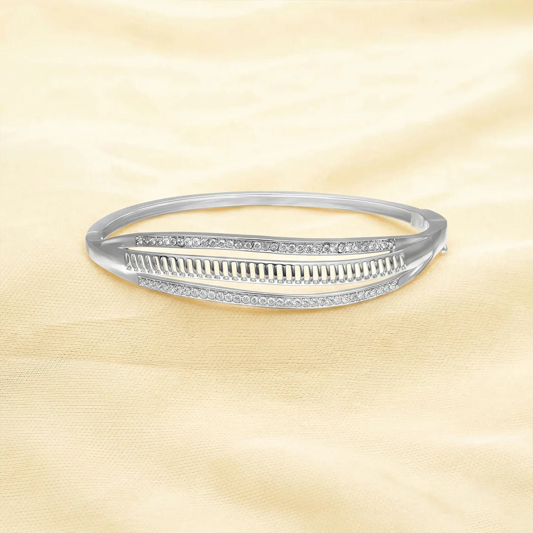 925 Silver Elegant Strip Kada - 925 sterling silver bracelet by Tassya Silver