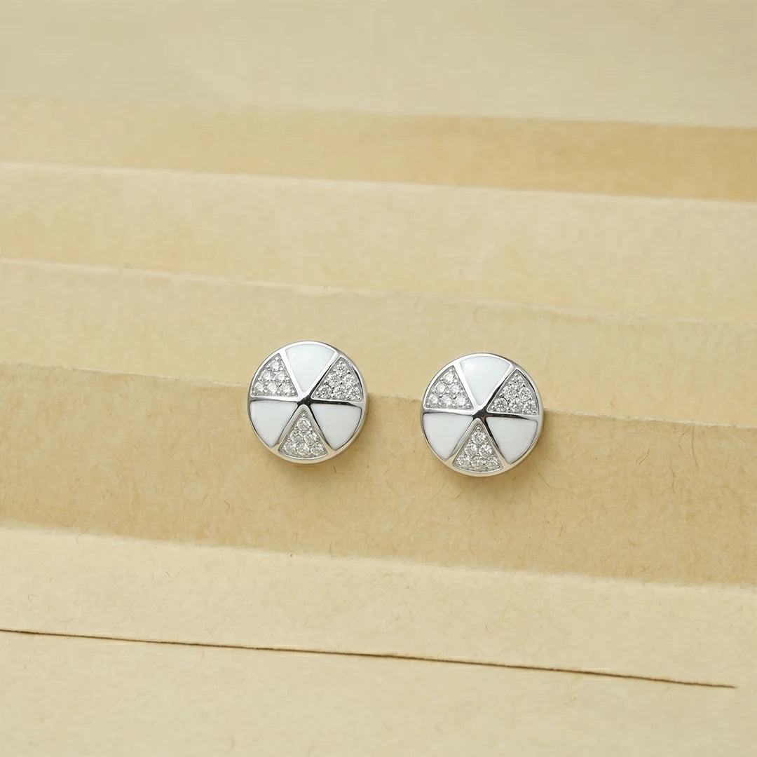 925 Silver Frosted Wheel Studs - 925 sterling silver earrings by Tassya Silver