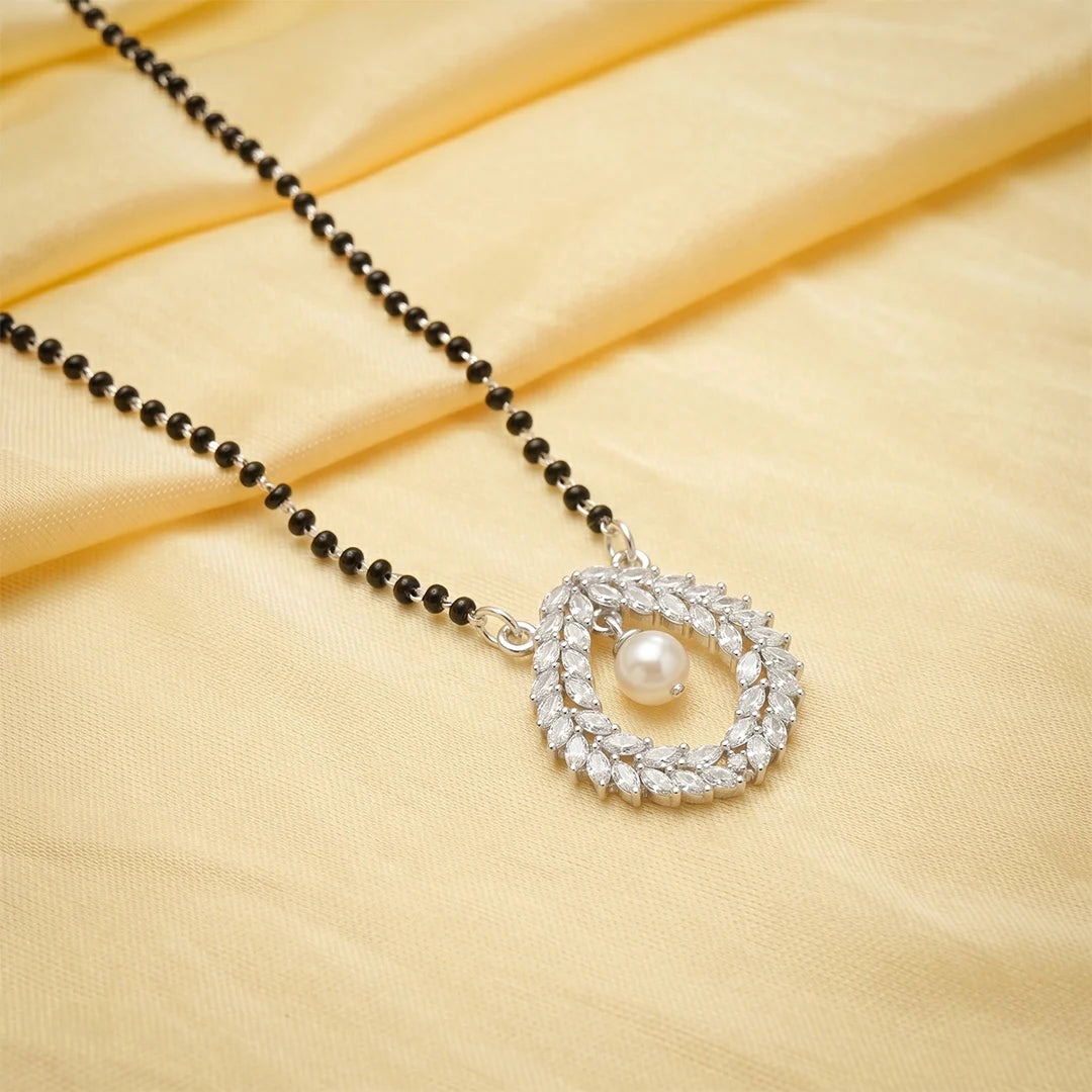 925 Silver Ivory Pearl Vine Mangalsutra - 925 sterling silver mangalsutra by Tassya Silver