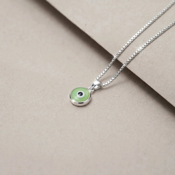 925 Silver Lucky Green Evil Eye Chain Pendant