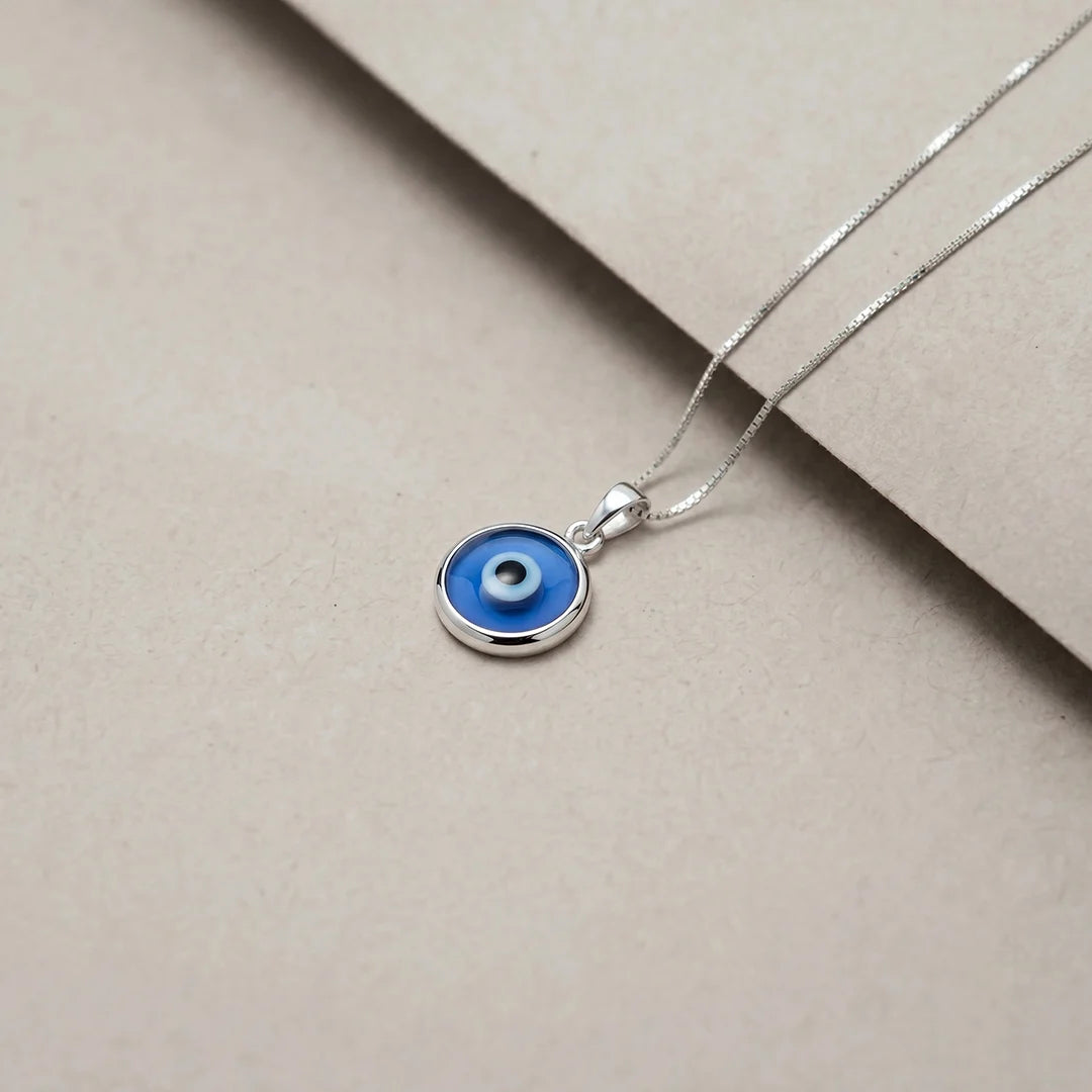 925 Silver Purple Evil Eye Chain Pendant - 925 sterling silver pendant by Tassya Silver
