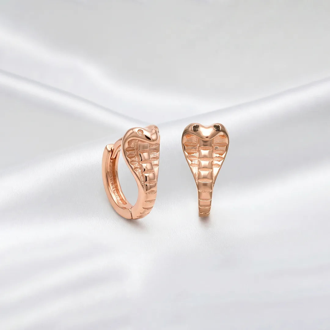 925 Silver Rose Gold Cobra Chic Hoops - 925 sterling silver earrings by Tassya Silver