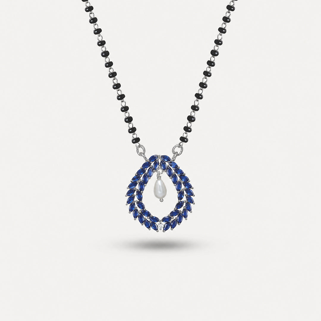 925 Silver Sapphire Pearl Vine Mangalsutra - 925 sterling silver mangalsutra by Tassya Silver