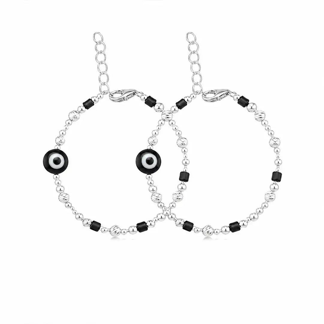 925 Silver Spiral Evil Eye Bracelet - 925 sterling silver bracelet by Tassya Silver