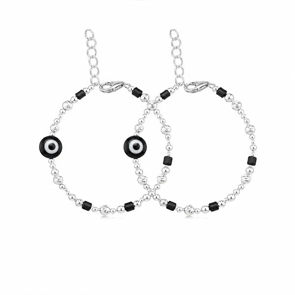 925 Silver Spiral Evil Eye Bracelet