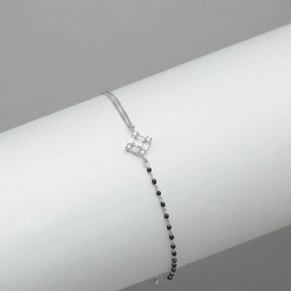 925 Silver Square Mangalsutra Bracelet - 925 sterling silver mangalsutra by Tassya Silver