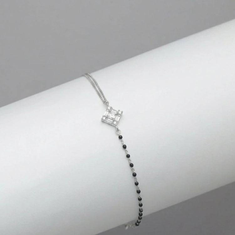 925 Silver Square Mangalsutra Bracelet - 925 sterling silver mangalsutra by Tassya Silver