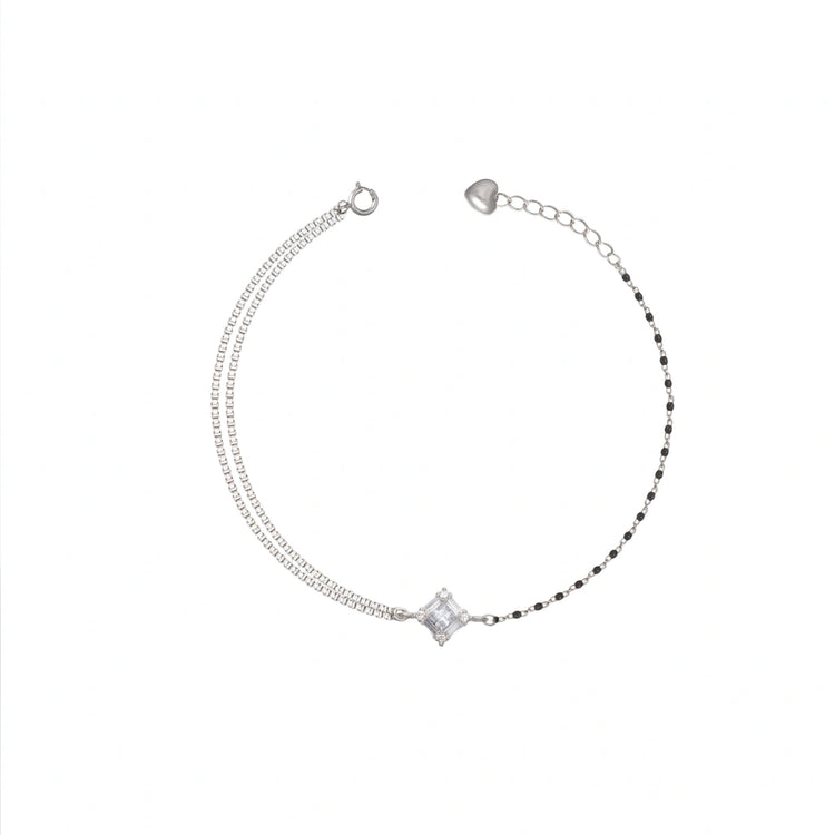 925 Silver Square Mangalsutra Bracelet - 925 sterling silver mangalsutra by Tassya Silver