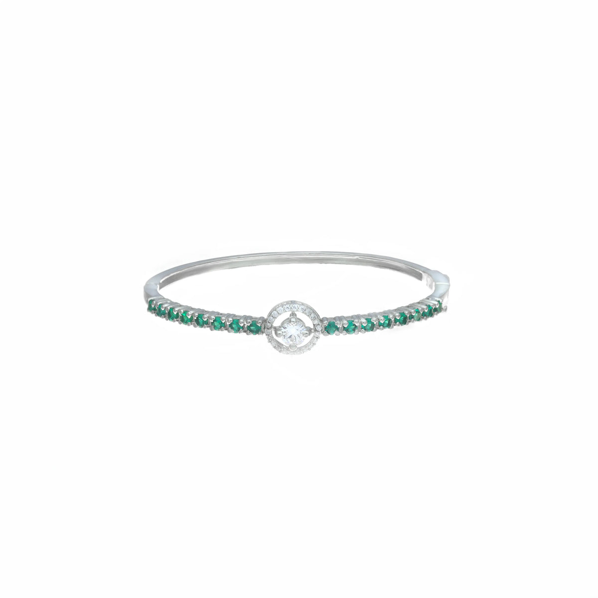 925 Silver Emerald Diamond Dream Kada - 925 sterling silver bracelet by Tassya Silver