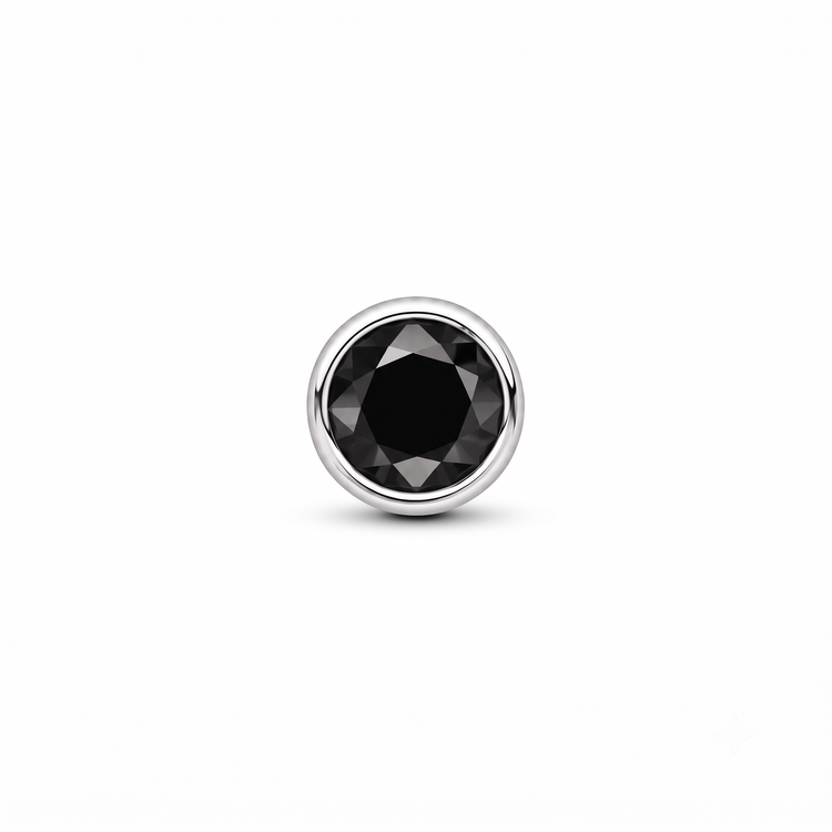 925 Silver Noir Bezel Men’s Large Stud Earrings