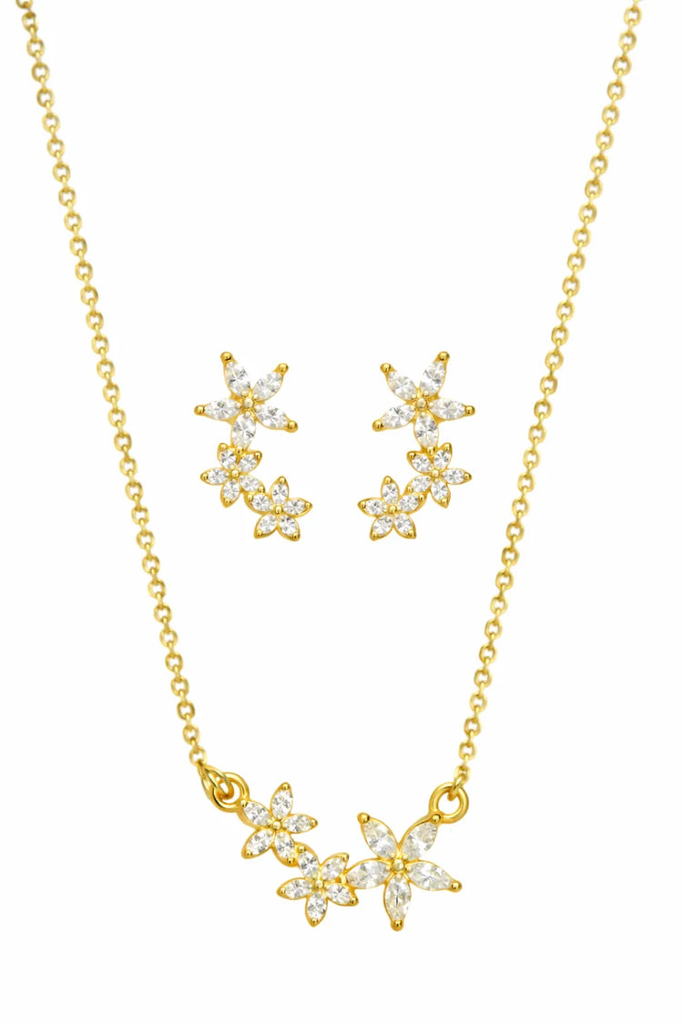 925 Silver Golden Blossom Radiance Earring Set - 925 sterling silver earrings by Tassya Silver
